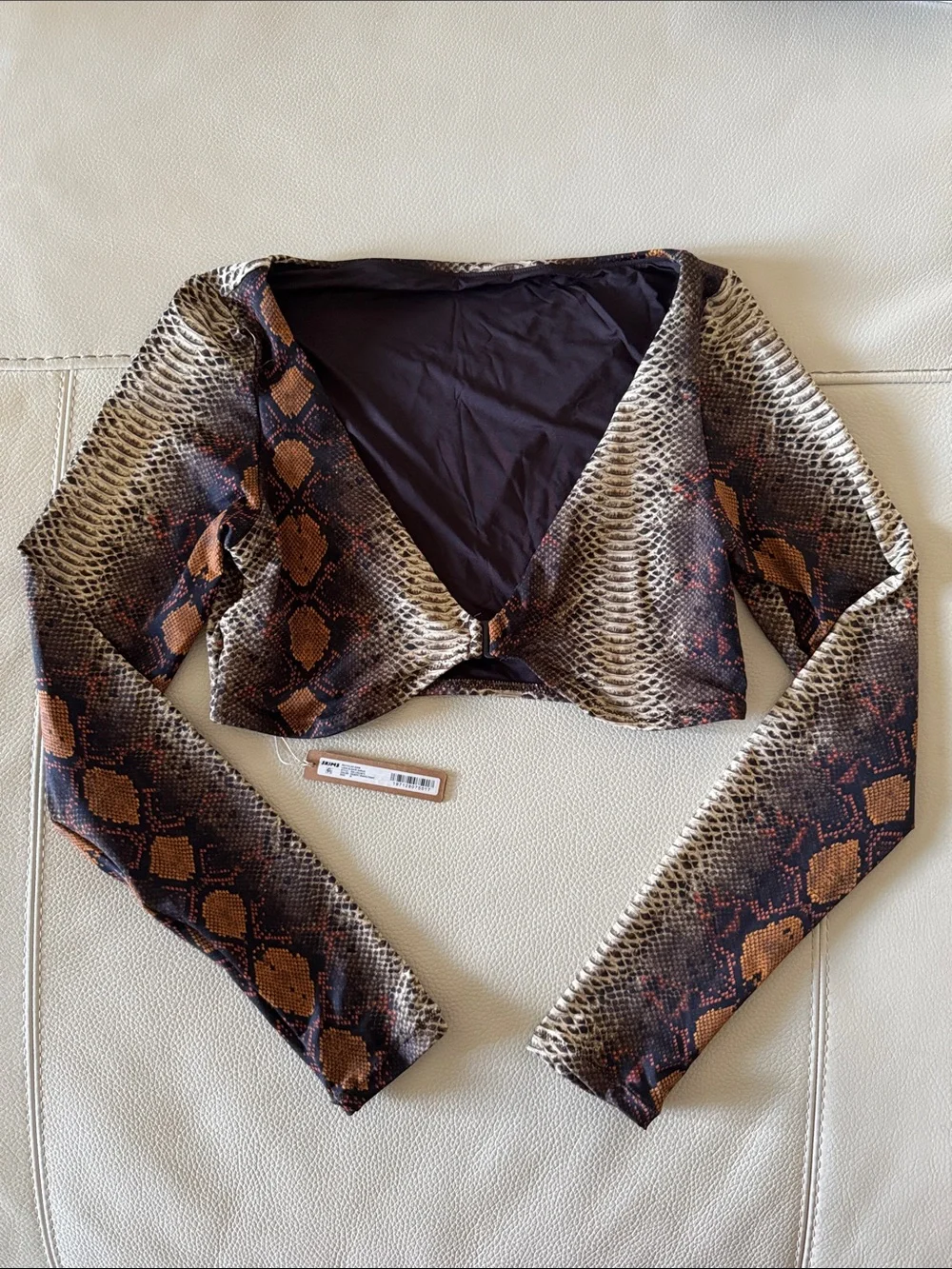 SKIMS Swim Top (snake print) — Desert Sand